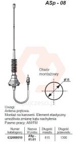 ANTENA SAMOCHODOWA ASP-08 915mm M6